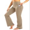 28"/30"/32"/34" Inseam Women's Bootcut Yoga Pants Long Bootleg High-Waisted Flare Pants with Pockets(Khaki,30-XXL)