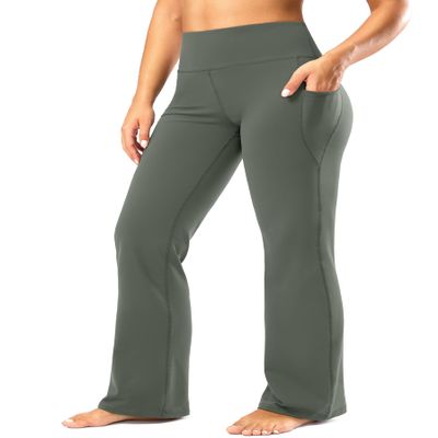 28"/30"/32"/34" Inseam Women's Bootcut Yoga Pants Long Bootleg High-Waisted Flare Pants with Pockets(Sage,30-S)