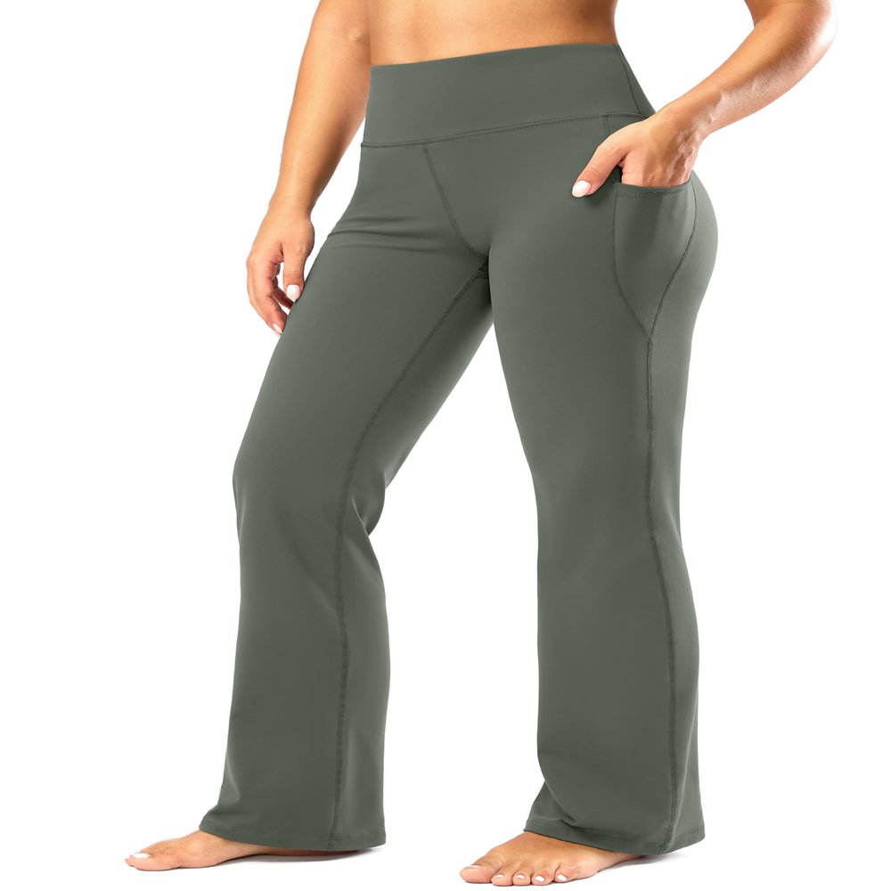 28"/30"/32"/34" Inseam Women's Bootcut Yoga Pants Long Bootleg High-Waisted Flare Pants with Pockets(Sage,30-M)