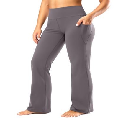 28"/30"/32"/34" Inseam Women's Bootcut Yoga Pants Long Bootleg High-Waisted Flare Pants with Pockets(Taupe,32-XL)