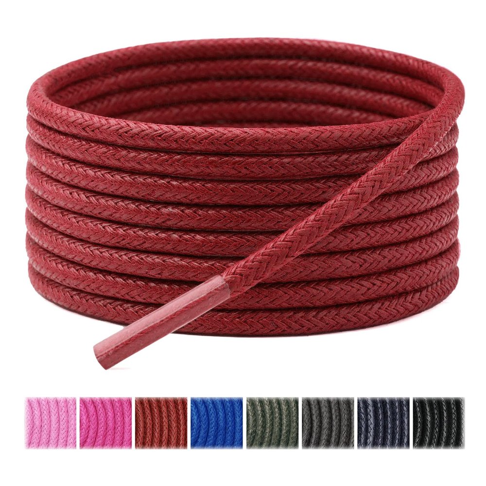 Handshop 3 Pairs Dress Shoe Laces for Men, Replacement Shoelaces for Dress Shoes, Waxed Round Shoe Strings for Womens Oxford Shoes and Chukka(Red, 59.1")