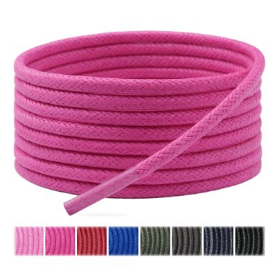 Handshop 3 Pairs Dress Shoe Laces for Men, Replacement Shoelaces for Dress Shoes, Waxed Round Shoe Strings for Womens Oxford Shoes and Chukka(Hot Pink, 51.2")