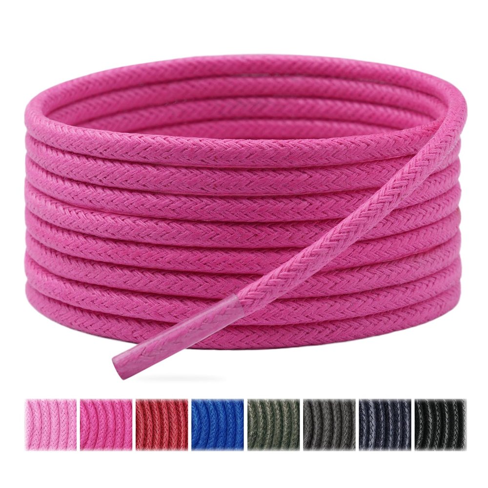 Handshop 3 Pairs Dress Shoe Laces for Men, Replacement Shoelaces for Dress Shoes, Waxed Round Shoe Strings for Womens Oxford Shoes and Chukka(Hot Pink, 51.2")