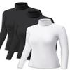 ZUTY 3 Pack Turtleneck Long Sleeve Shirts Thermal Underwear for Women Long Johns Winter Clothes Warm Base Layer Tops Black-Black-White M view 1