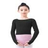 RuiBalletto Girls Long Sleeve Dance Sweater, Soft Ballet Warm Up Pullover, Dance Sweater for Leotards Black view 1