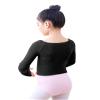 RuiBalletto Girls Long Sleeve Dance Sweater, Soft Ballet Warm Up Pullover, Dance Sweater for Leotards Black view 2