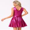 Allegra K Metallic Dress for Women High Waist Sleeveless Party Mini Holographic Dresses Small Rose Red view 3