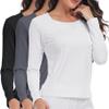 ZUTY 3 Pack Long Sleeve Thermal Shirts for Women Tops Long Johns Lightweight Winter Clothes Warm Base Layer Black-White-Grey XL view 1