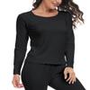 ZUTY 3 Pack Long Sleeve Thermal Shirts for Women Tops Long Johns Lightweight Winter Clothes Warm Base Layer Black-White-Grey XL view 3
