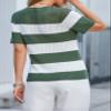 Dokotoo Summer Tops for Women Casual Short Sleeve Knit T Shirts 2025 Fashion Color Block Round Neck Striped Pullover Top Blouses Womens Spring Blouse Green Large view 4