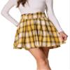 Allegra K Plaid Mini Skirt for Women's Tartan A-Line Buffalo Vintage Pleated Skirts Medium Yellow Blue view 1