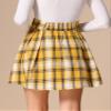 Allegra K Plaid Mini Skirt for Women's Tartan A-Line Buffalo Vintage Pleated Skirts Medium Yellow Blue view 3