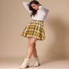 Allegra K Plaid Mini Skirt for Women's Tartan A-Line Buffalo Vintage Pleated Skirts Medium Yellow Blue view 4