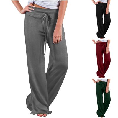 Gumipy Wide Leg Lounge Pants for Women High Waisted Drawstring Yoga Pants Baggy Sweatpants Casual Women Palazzo Pants Workout Track Pants Y2K Flowy Trousers Pants Soft Pajama Pants