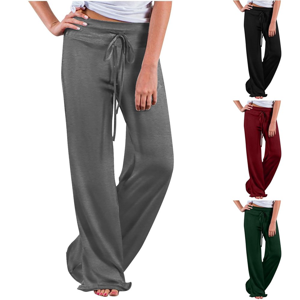 Gumipy Wide Leg Lounge Pants for Women High Waisted Drawstring Yoga Pants Baggy Sweatpants Casual Women Palazzo Pants Workout Track Pants Y2K Flowy Trousers Pants Soft Pajama Pants