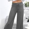 Gumipy Wide Leg Lounge Pants for Women High Waisted Drawstring Yoga Pants Baggy Sweatpants Casual Women Palazzo Pants Workout Track Pants Y2K Flowy Trousers Pants Soft Pajama Pants view 4