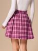 Allegra K Vintage Plaid Skirt for Women's Double Breasted A-Line Pleated Mini Skirts Large Pink White view 3