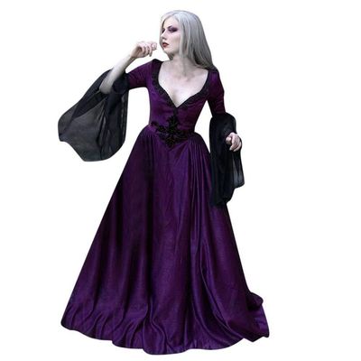 Womens 18th Century Victorian Costume Long Marie Antoinette Masked Ball Gown (9Purple, XL)