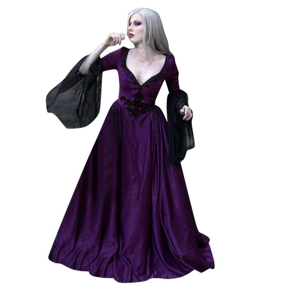 Womens 18th Century Victorian Costume Long Marie Antoinette Masked Ball Gown (9Purple, XL)
