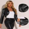 Allegra K PU Leather Cropped Jackets for Women's Long Sleeve Casual Party Bolero Short Jacket X-Small Black view 2