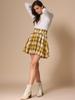Allegra K Vintage Plaid Skirt for Women's Double Breasted A-Line Pleated Mini Skirts X-Small Yellow Blue view 4