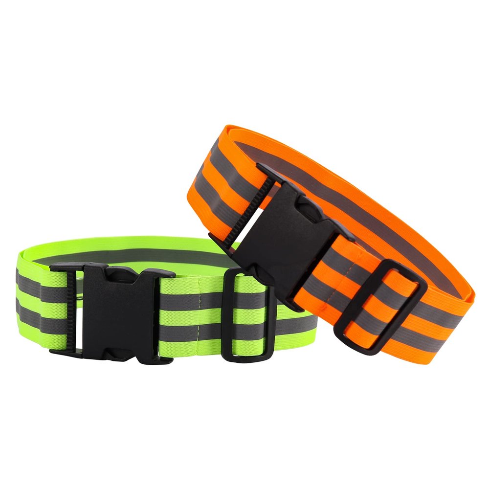 Little World 1 Pcs Reflective Belt, Reflective Running Gear Elastic Reflective Sash for Running Cycling Walking Marathon Military, Green