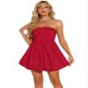 Allegra K Strapless Tube Dress for Women's Sleeveless Off Shoulder Party Mini Dress Large Red view 1