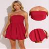 Allegra K Strapless Tube Dress for Women's Sleeveless Off Shoulder Party Mini Dress Large Red view 2