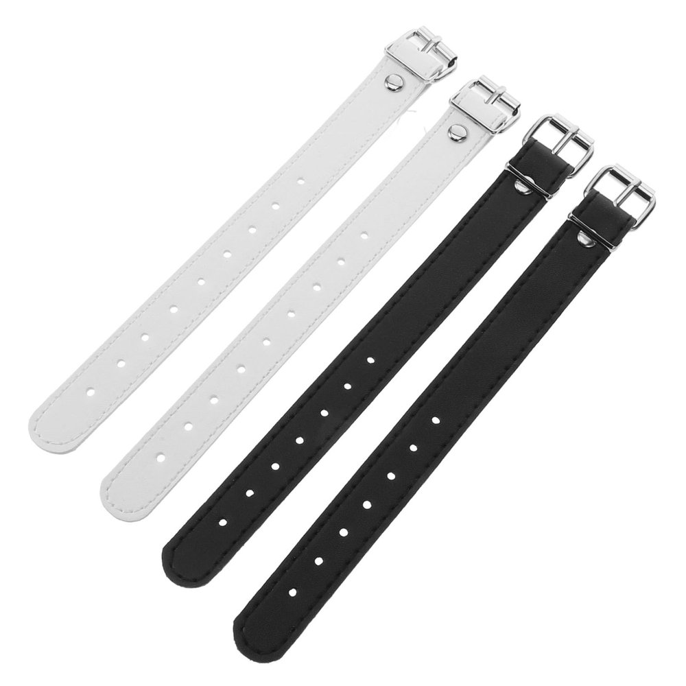 BRIGHTFUFU 2pairs Bicycle Basket Straps Adjustable Artificial Leather Straps for Front Basket Cycling Accessories for Boys and Girls Bikes White Black
