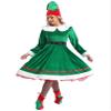 easyforever 5 Pcs Christmas Elf Costume for Women Flannel Santa Helper Cosplay Outfits Full Sets Green Large view 3