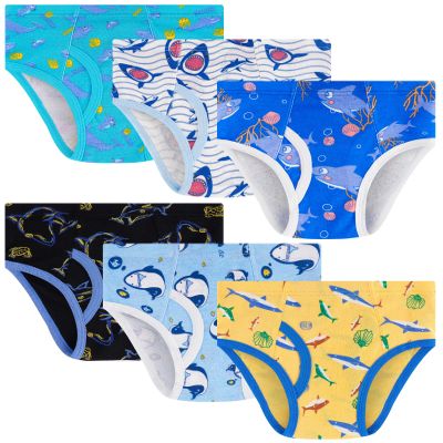 JAHSIYI Boys Underwear Size 10 Kids 100% Cotton Briefs Young Boy's Seamless Underpants Cool Shark Design Age 8-10 9 Years Old Undies Youth Clothes