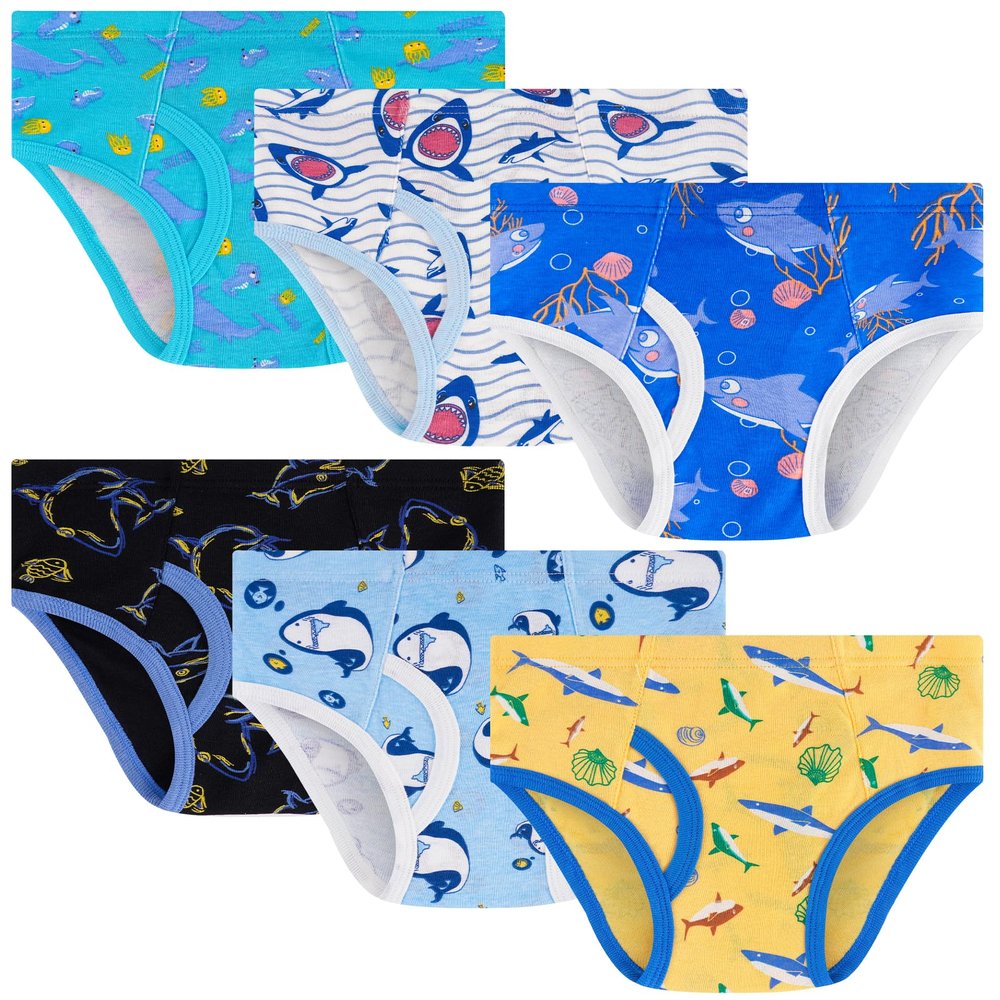 JAHSIYI Boys Underwear Size 10 Kids 100% Cotton Briefs Young Boy's Seamless Underpants Cool Shark Design Age 8-10 9 Years Old Undies Youth Clothes