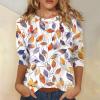 3/4 Length Sleeve Womens Tops 2026 Spring Summer Clothing for Women Plus Size Shirts for Women 3/4 Sleeve Tops Crew Ncek Floral Print Trendy Causal Blouse A02 Saffron XXL view 2