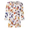 3/4 Length Sleeve Womens Tops 2026 Spring Summer Clothing for Women Plus Size Shirts for Women 3/4 Sleeve Tops Crew Ncek Floral Print Trendy Causal Blouse A02 Saffron XXL view 3