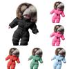 Infant Snowsuit Baby Infant Baby Winter Snowsuit Coat Romper Hooded Double Zipper Fu Collar Warm Jumpsuit Boys Girls 6-24 Months (Green, 12-18 Months) view 1
