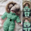 Infant Snowsuit Baby Infant Baby Winter Snowsuit Coat Romper Hooded Double Zipper Fu Collar Warm Jumpsuit Boys Girls 6-24 Months (Green, 12-18 Months) view 2