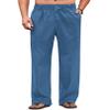 COOFANDY Men's Casual Linen Pants Summer Beach Dress Pants Loose Fit Expandable Waist Trousers with Pockets Marine Blue view 1