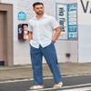 COOFANDY Men's Casual Linen Pants Summer Beach Dress Pants Loose Fit Expandable Waist Trousers with Pockets Marine Blue view 4