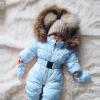 Infant Winter Coat Baby Infant Baby Winter Snowsuit Coat Romper Hooded Double Zipper Fu Collar Warm Jumpsuit Boys Girls 6-24 Months (Sky Blue, 0-3 Months) view 3