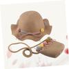 MOBUTOFU Boy Girl Sun Protection Hat Matching Storage Bag Khaki Fashion Straw Beach Hat for Girls Lightweight and Breathable Summer Headwear for Outdoor Activities and Travel view 3