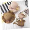 MOBUTOFU Boy Girl Sun Protection Hat Matching Storage Bag Khaki Fashion Straw Beach Hat for Girls Lightweight and Breathable Summer Headwear for Outdoor Activities and Travel view 4