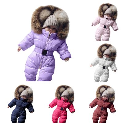 Toddler Snow Suit Baby Girl Winter Snowsuit Toddler Jacket Clothes For Boy Infant Jumpsuit Hoodied Snow Suit for Babies 0-6 Months (Brown, 0-3 Months)