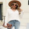 AKEWEI Women's Sweaters Casual V Neck Long Sleeve Pullover Tops Knit Fall Fashion 2026 Clothes(White,Small) view 2