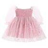 AFAVOM Toddler Girls Tulle Tutu Dress Princess Birthday Cake Smash Dress Formal Baptism Flower Girl Dress Wedding Long Sleeve Christening Dress Prom Pageant Outfit Pink-Snowflake Print 2-3 Years view 2