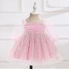 AFAVOM Toddler Girls Tulle Tutu Dress Princess Birthday Cake Smash Dress Formal Baptism Flower Girl Dress Wedding Long Sleeve Christening Dress Prom Pageant Outfit Pink-Snowflake Print 2-3 Years view 3