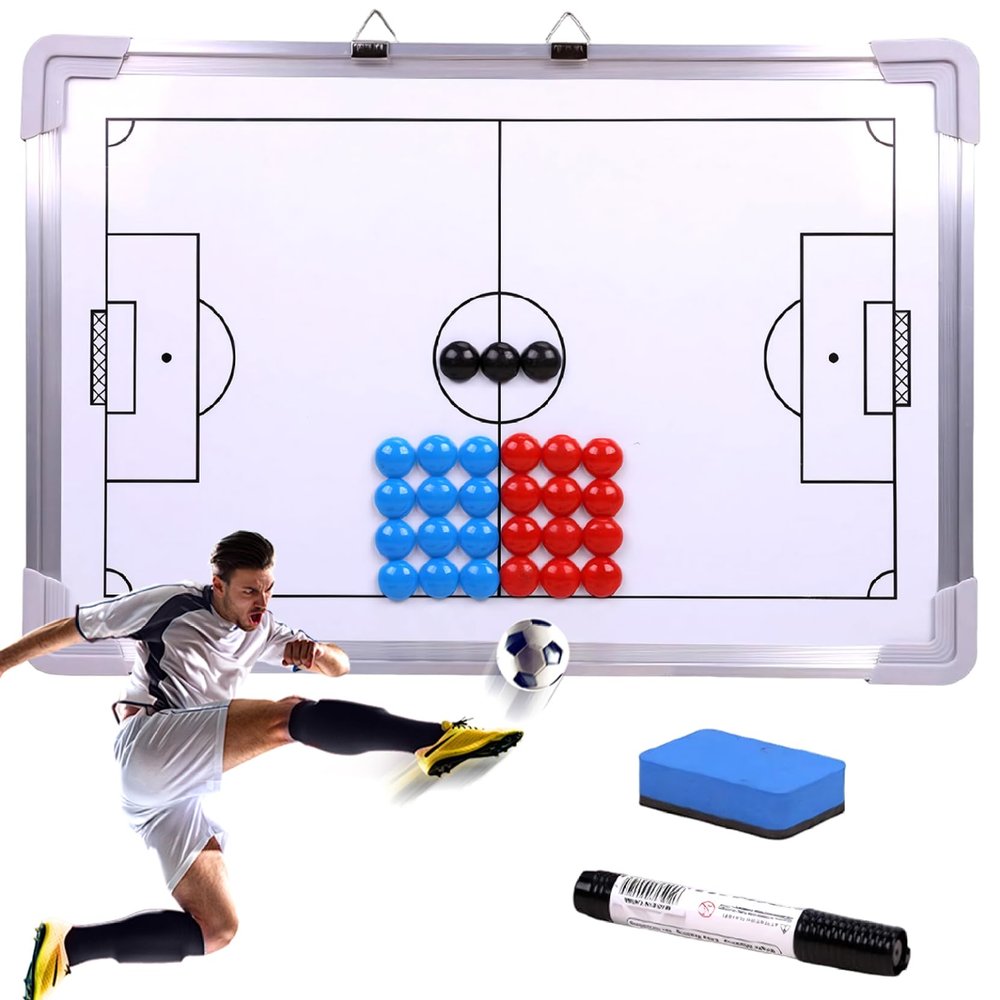 MOUNTTU Soccer Coaching Board 17.7x12 Magnetic Football Whiteboard Hanging Dry Erase Soccer Board Coaching Strategy Tactics Board for Teaching, Training and Game Plan