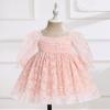 AFAVOM Toddler Baby Girls Tutu Dress Princess Birthday Party Cake Smash Dress Formal Baptism Flower Girl Dress Wedding Long Sleeve Christening Dress Prom Pageant Outfit Pink-Floral Print 18-24 Months view 2