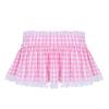 Women Ruffled Lace Mini Skirts Y2k Layered Skirts Low Rise Floral Mini Skirt Flowy Tiered Short Skirt (Pink Plaid, S) view 2