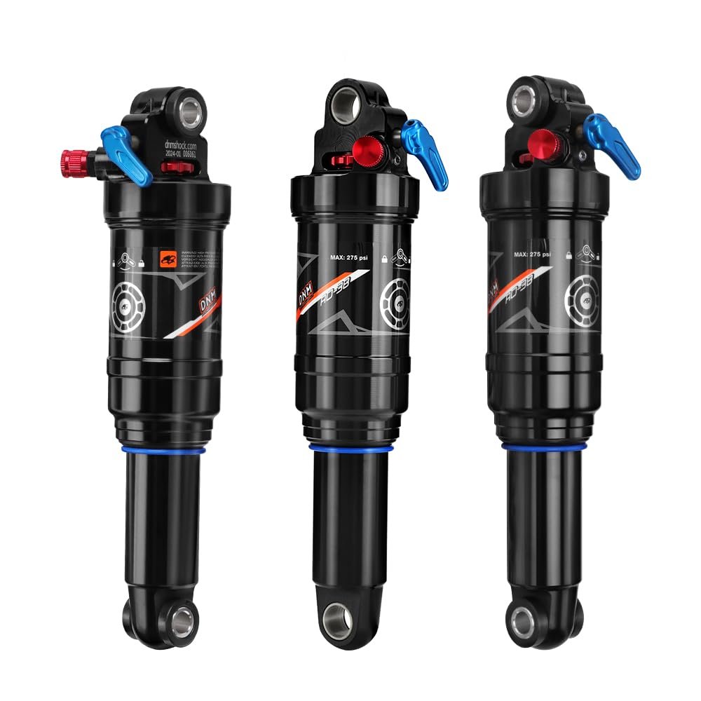 DNM AO-38RC Mtb Rear Shock Bike Air Rear Shock Rebound/Lock Out - Manual Remote - Adjustable Air Pressure (165 x 35 mm (6.50" x 1.38"))