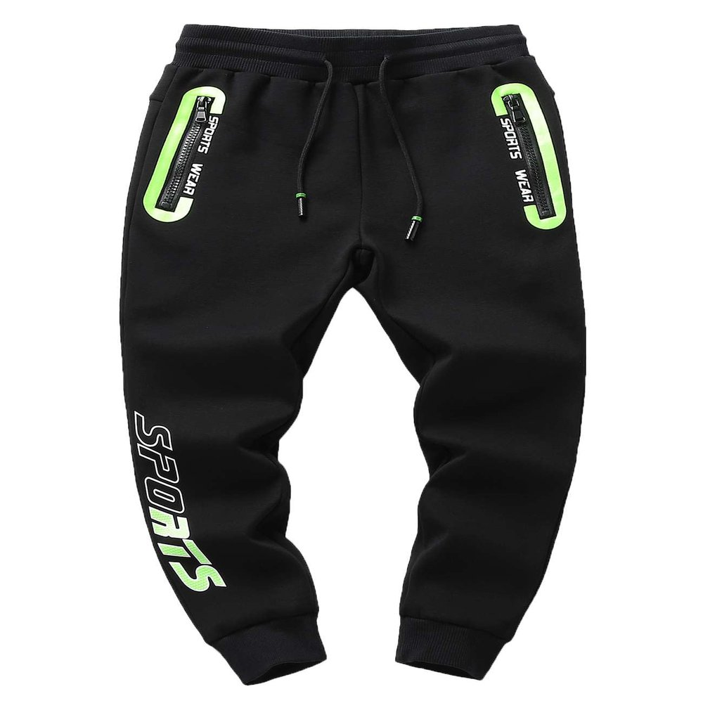 Echinodon Boys Sweatpants Fleece Jogging Bottoms Kids Athletic Workout PE Joggers Boys Track Pants Black 160
